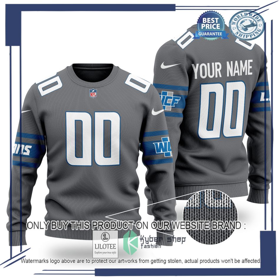 personalized detroit lions nfl grey wool sweater 1 35122