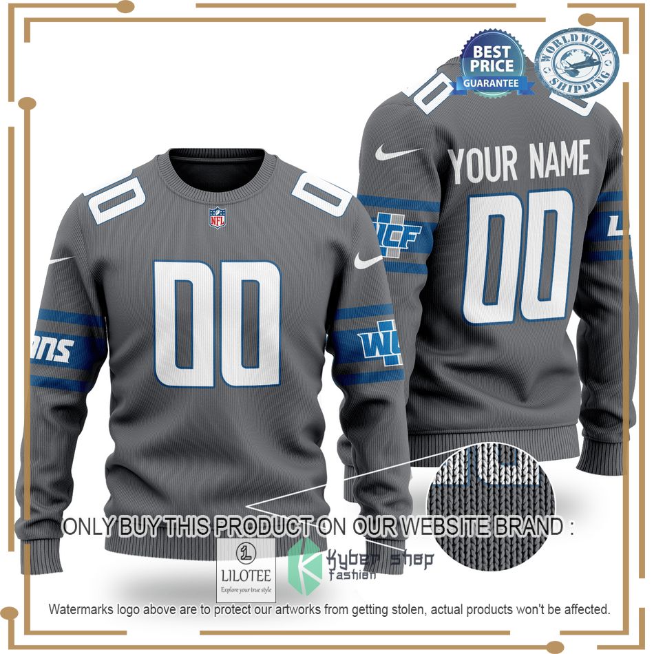 personalized detroit lions nfl grey wool sweater 1 47138