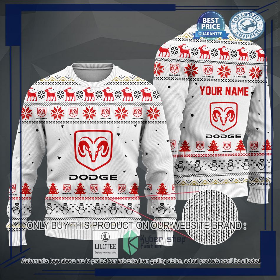 personalized dodge white christmas sweater hoodie sweater 2 431