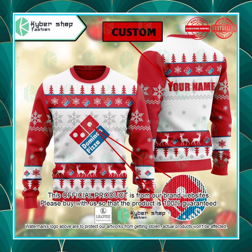personalized dominos pizza christmas sweater 1 919
