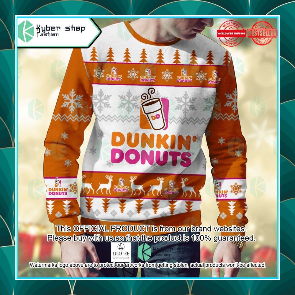 personalized dunkin donuts christmas sweater 2 873