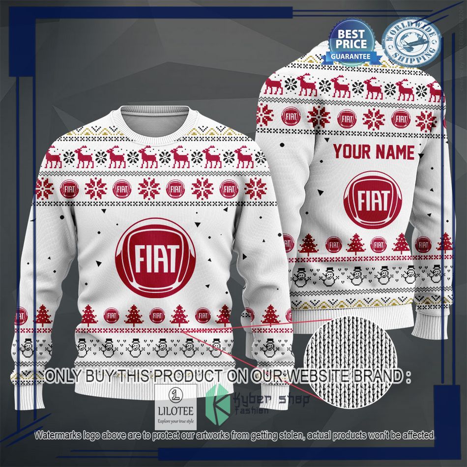 personalized fiat white christmas sweater hoodie sweater 2 13380