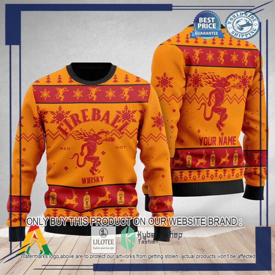 personalized fireball whisky christmas ugly christmas sweater 1 21802