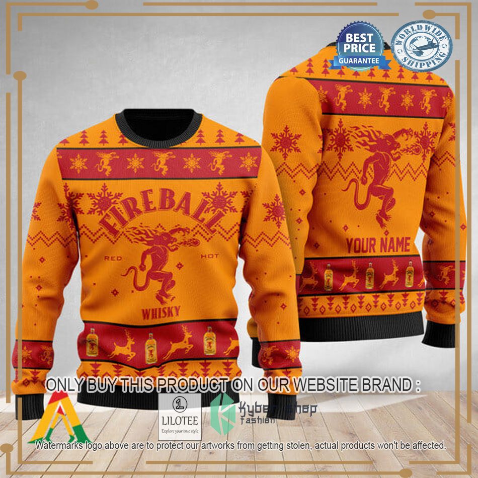 personalized fireball whisky christmas ugly christmas sweater 1 61944