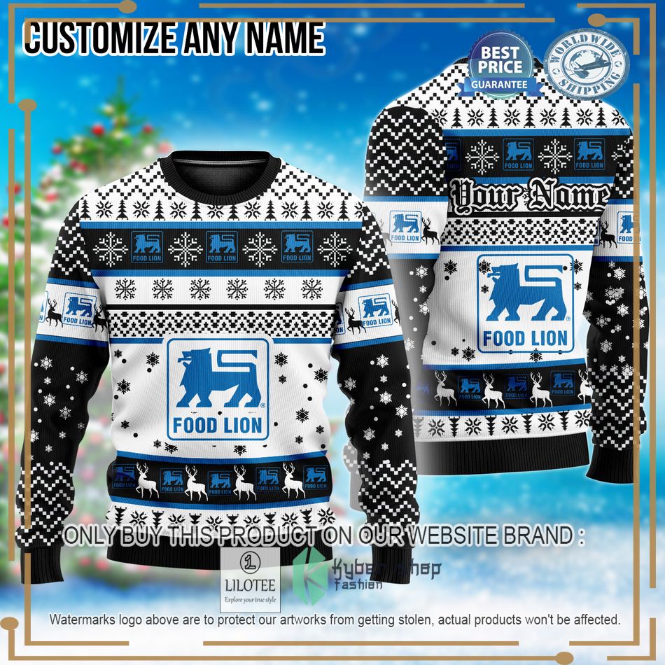 personalized food lion custom ugly christmas sweater 1 18601