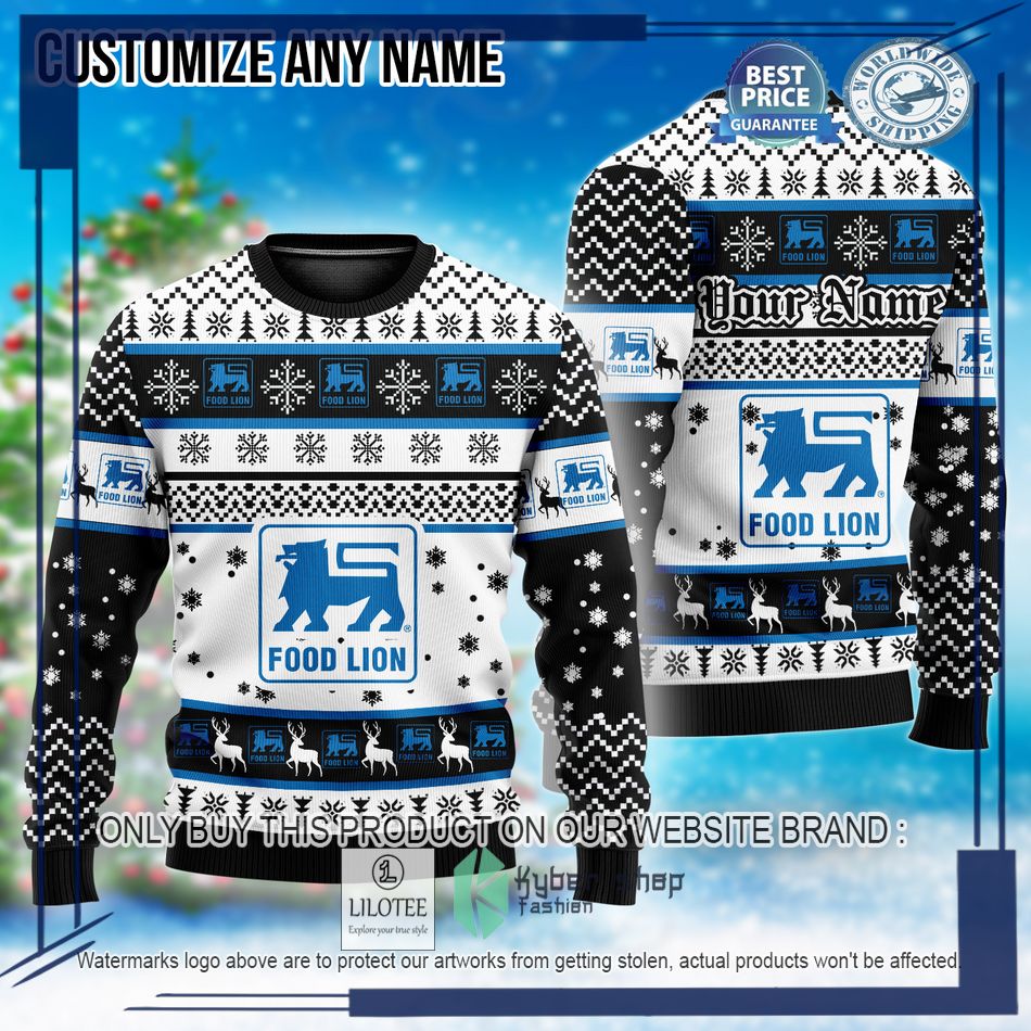 personalized food lion custom ugly christmas sweater 1 59548