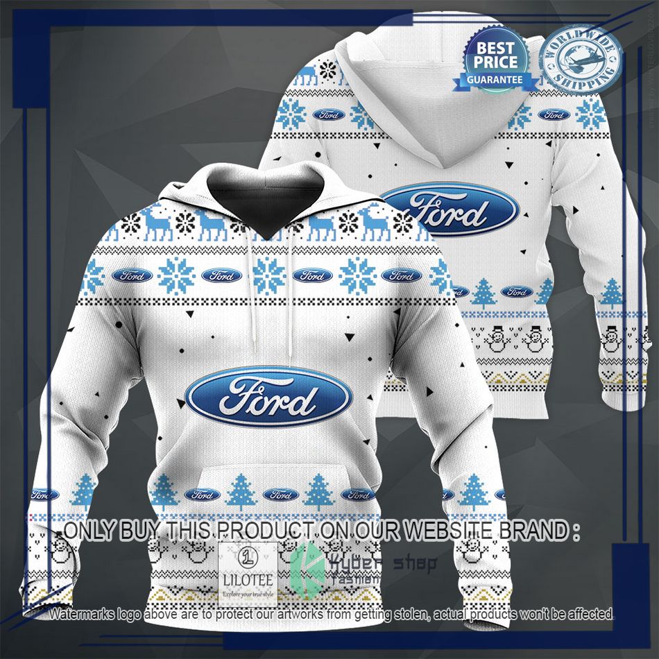 personalized ford white christmas sweater hoodie sweater 1 88786