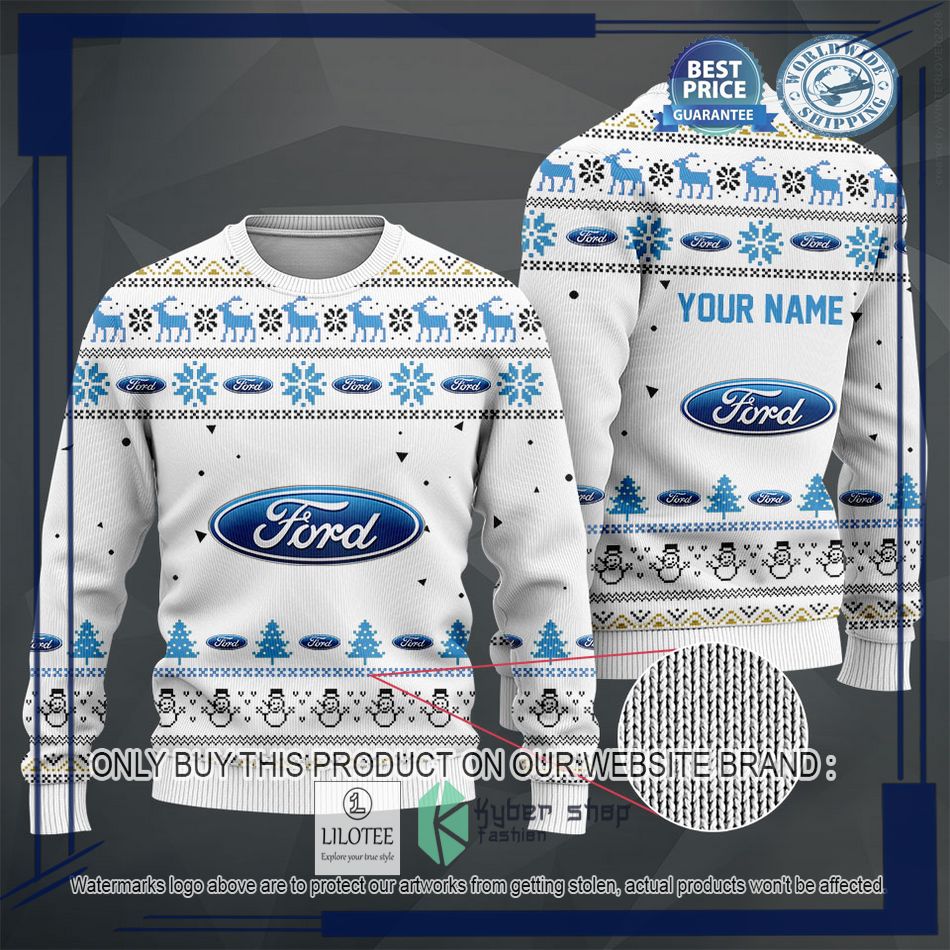 personalized ford white christmas sweater hoodie sweater 2 5784