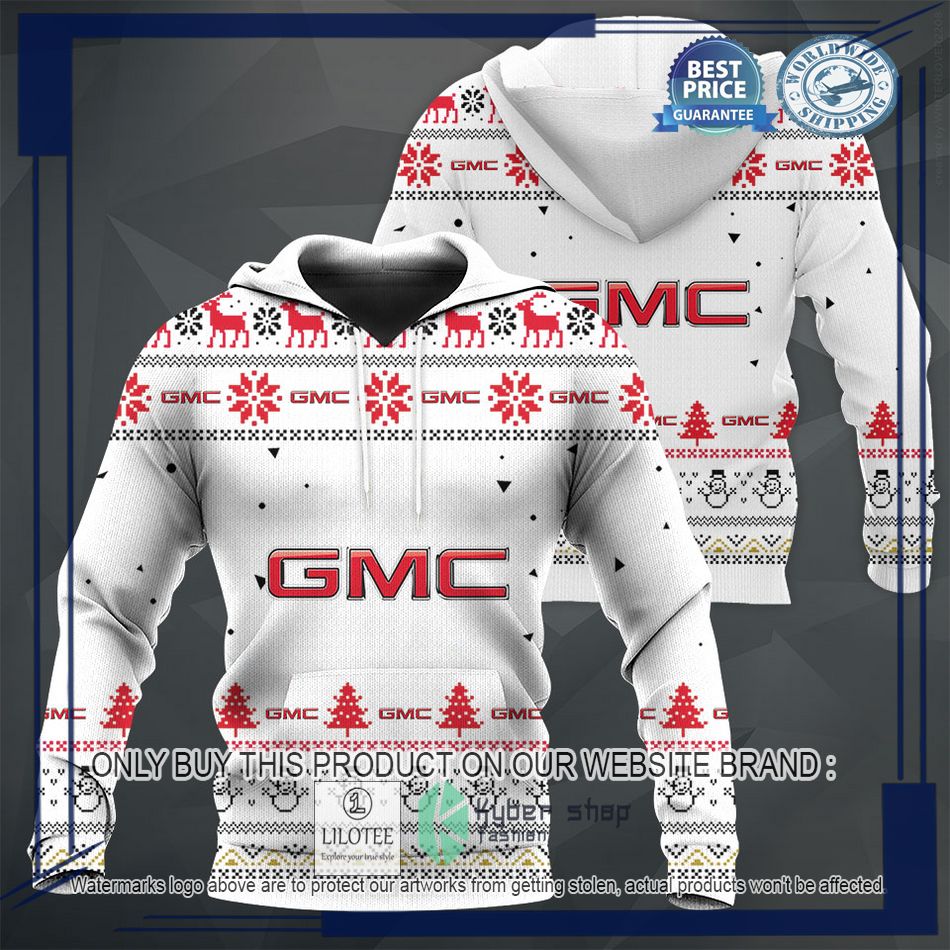 personalized gmc white christmas sweater hoodie sweater 1 23903
