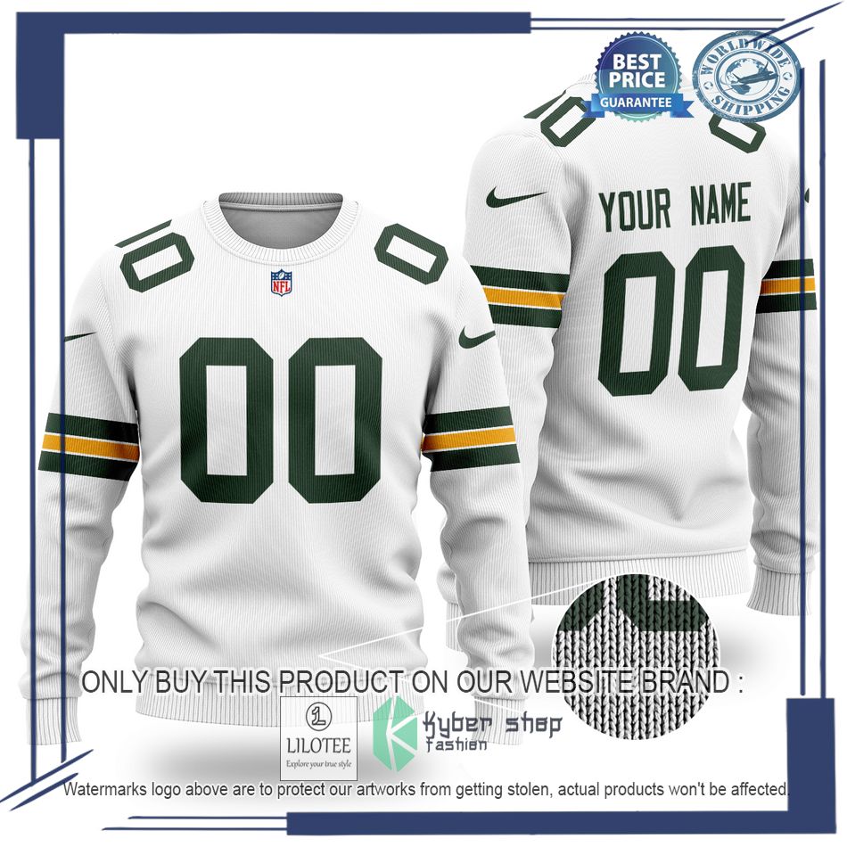 personalized green bay packers nfl white wool sweater 1 73491