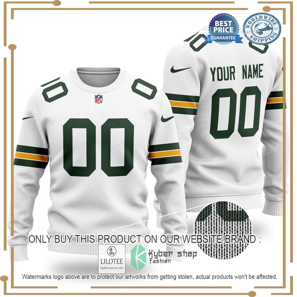 personalized green bay packers nfl white wool sweater 1 74078