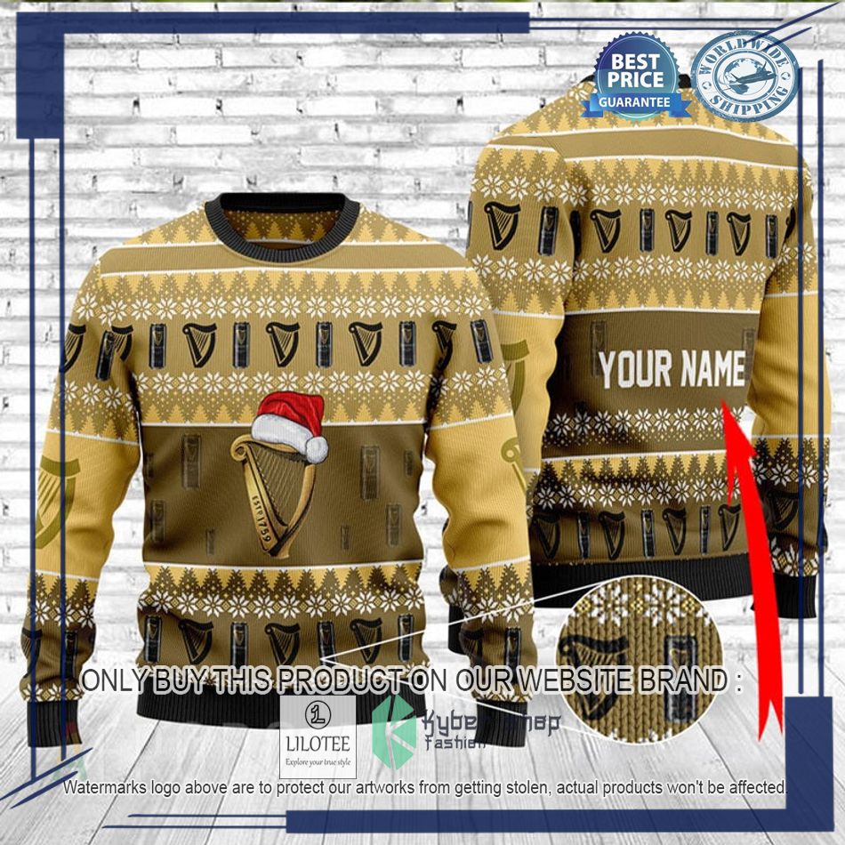 personalized guinness xmas ugly christmas sweater 1 12425