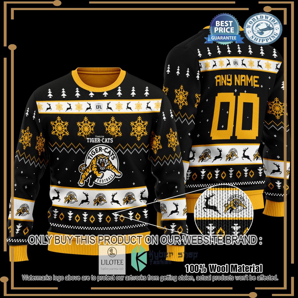 personalized hamilton tiger cats black christmas sweater 1 46100