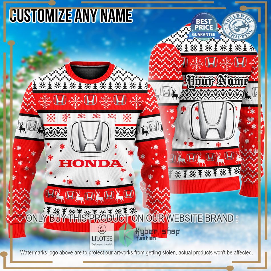 personalized honda custom ugly christmas sweater 1 8425