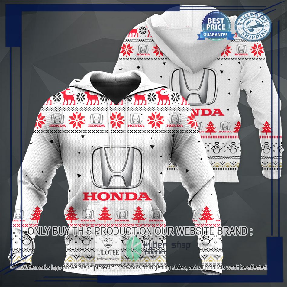 personalized honda white christmas sweater hoodie sweater 1 95468