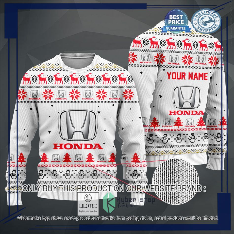 personalized honda white christmas sweater hoodie sweater 2 89417