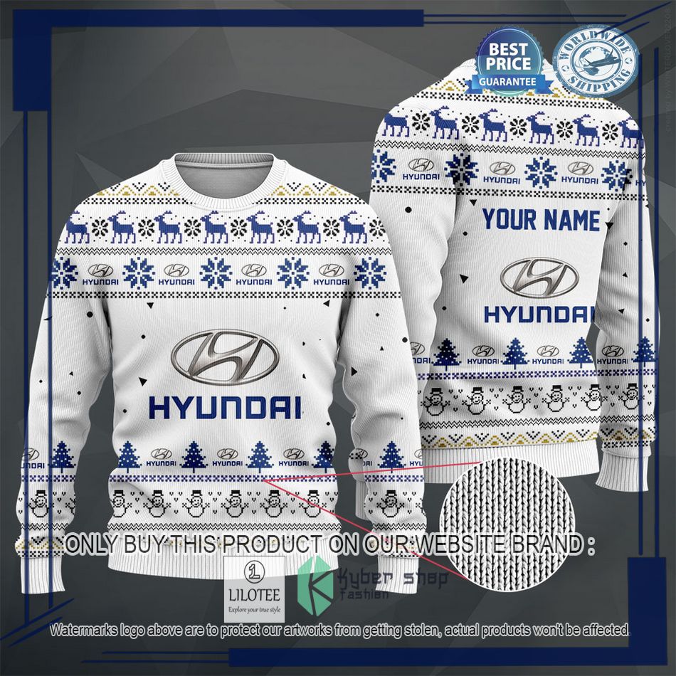 personalized hyundai white christmas sweater hoodie sweater 2 90463