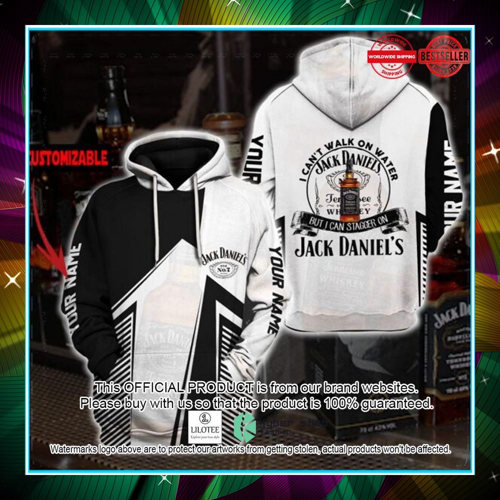 personalized i cant walk on water but i can stagger on jack daniels hoodie 1 974