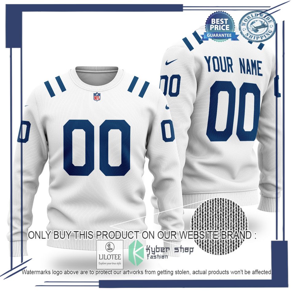personalized indianapolis colts nfl white wool sweater 1 48578