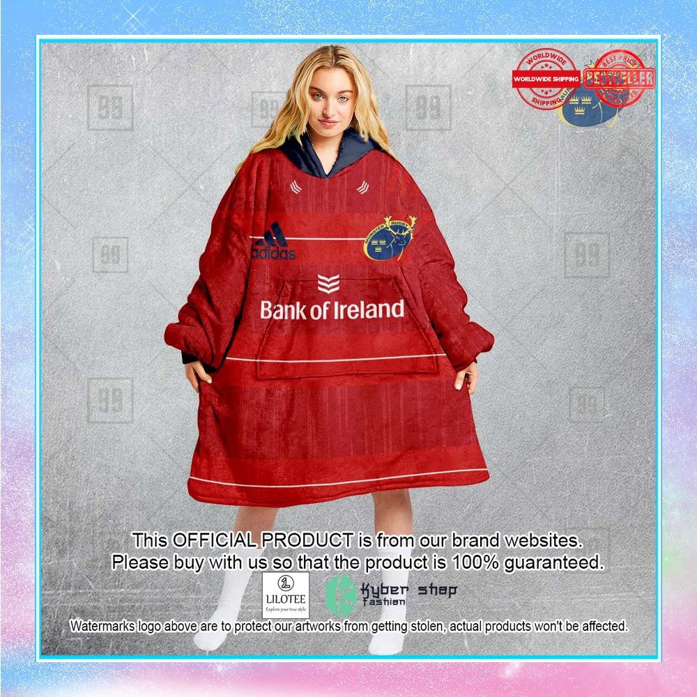 personalized ireland munster rugby red oodie blanket hoodie 1 885