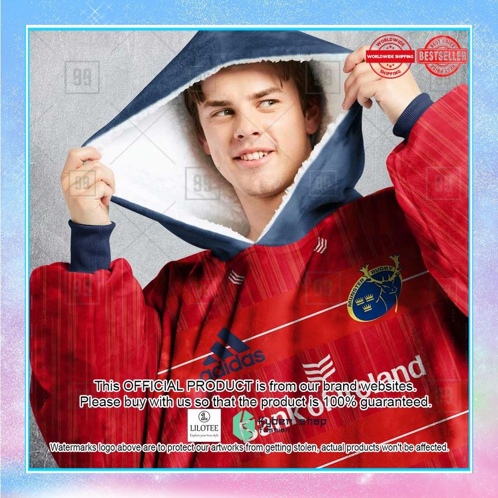 personalized ireland munster rugby red oodie blanket hoodie 2 558