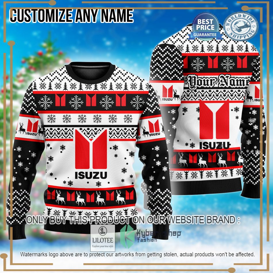 personalized isuzu custom ugly christmas sweater 1 49470