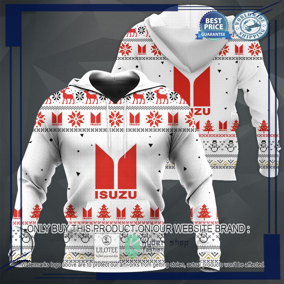 personalized isuzu white christmas sweater hoodie sweater 1 88265