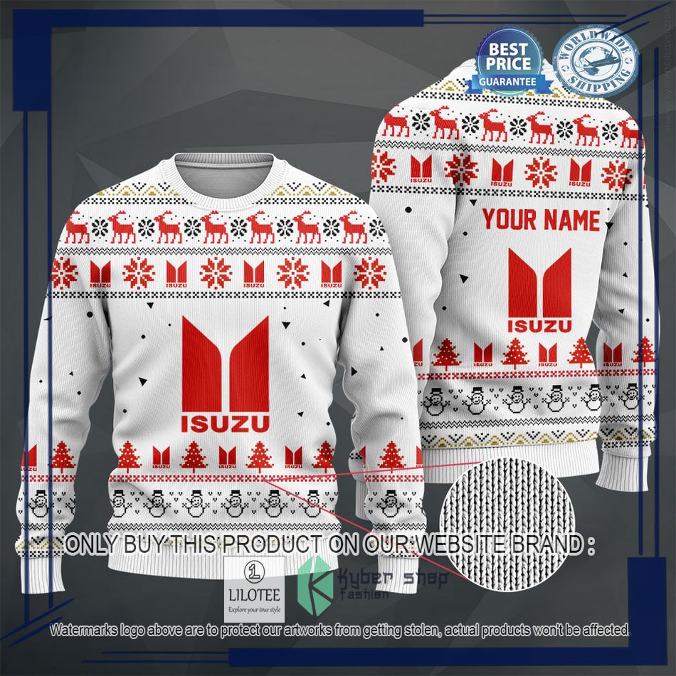personalized isuzu white christmas sweater hoodie sweater 2 69804