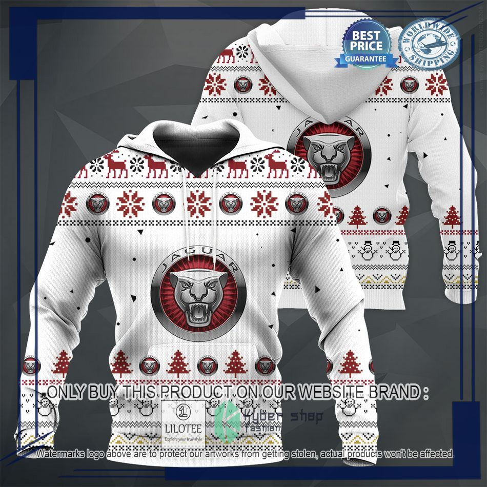personalized jaguar white christmas sweater hoodie sweater 1 47090