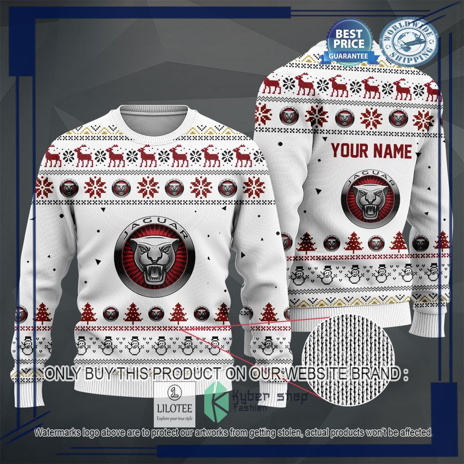 personalized jaguar white christmas sweater hoodie sweater 2 92435