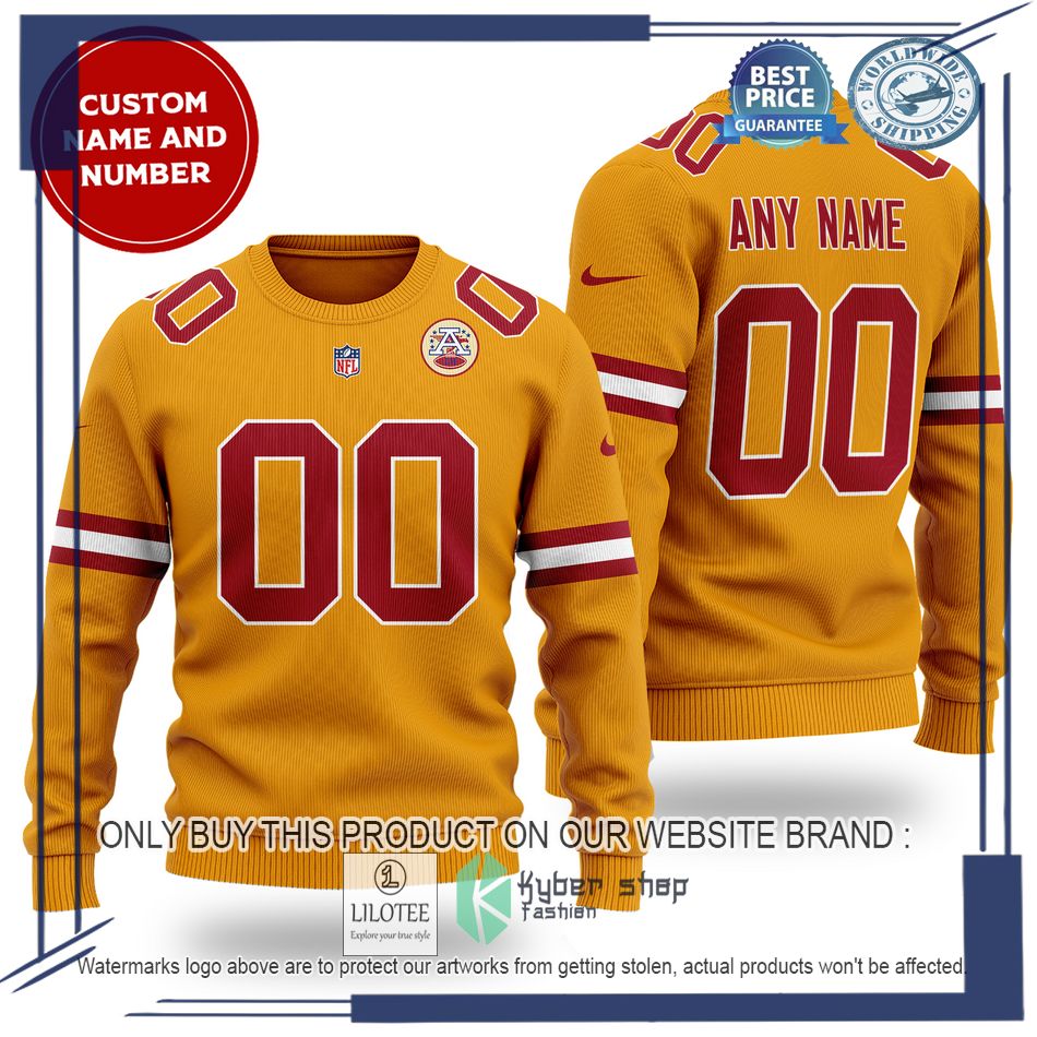 personalized kansas city chiefs nfl yellow wool sweater 1 28028