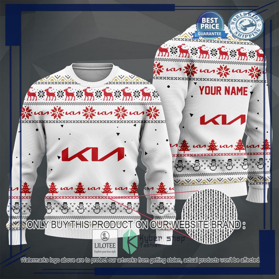 personalized kia white christmas sweater hoodie sweater 2 18290