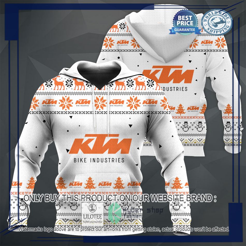 personalized ktm white christmas sweater hoodie sweater 1 75669