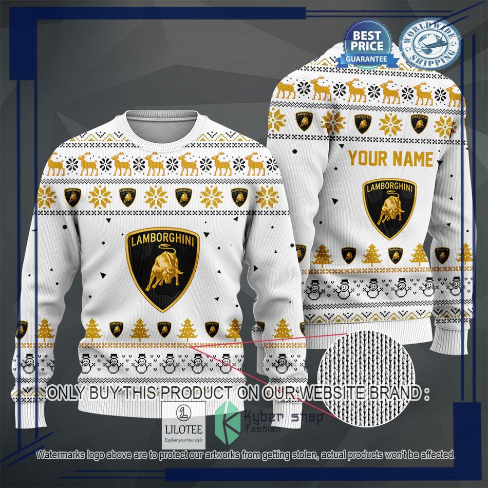 personalized lamborghini white christmas sweater hoodie sweater 2 87976