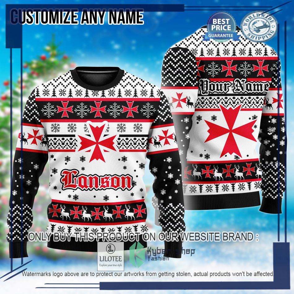 personalized lanson ugly christmas sweater 1 3957
