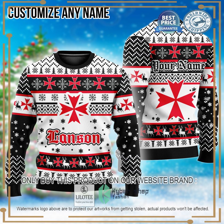 personalized lanson ugly christmas sweater 1 79994