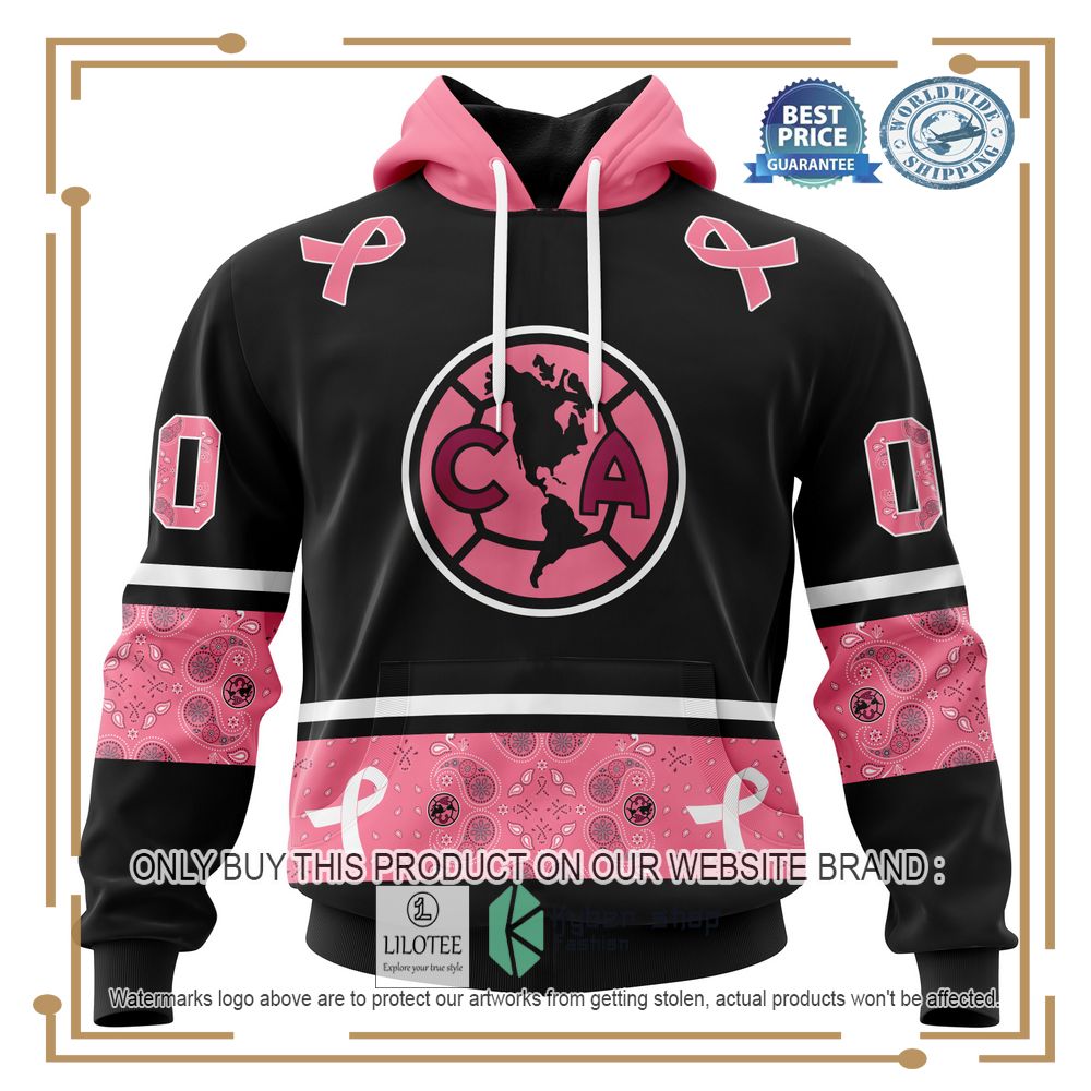 Personalized Liga Mx Club America Style With Paisley In October We Wear Pink Breast Cancer Hoodie, Shirt 18