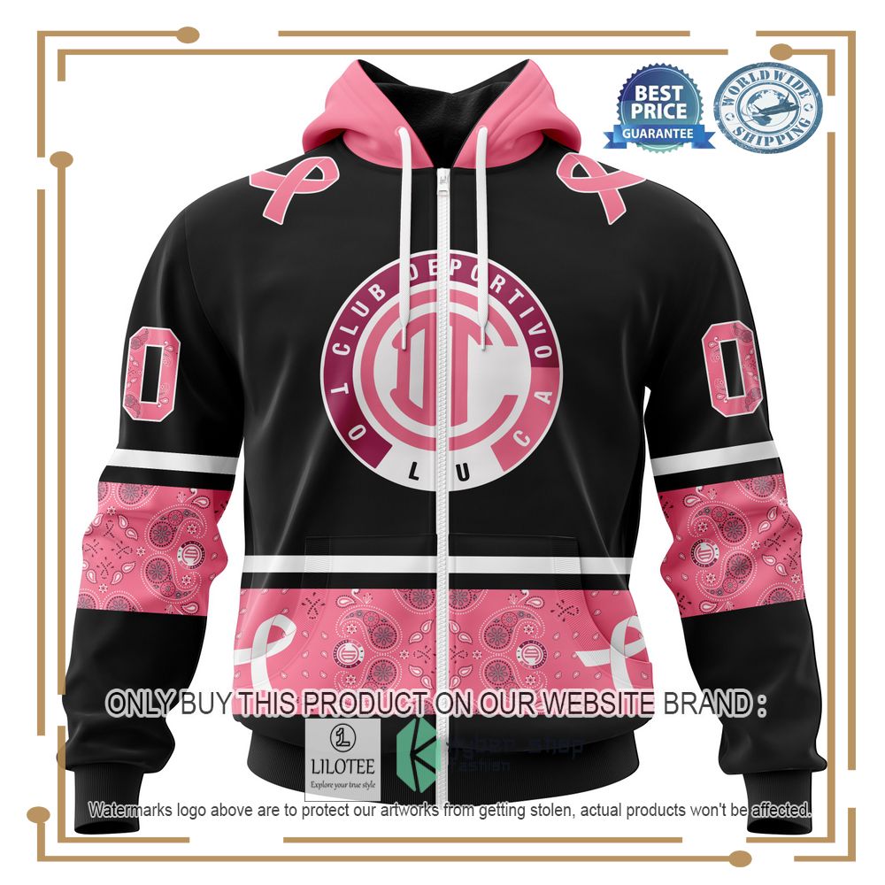 Alternative view of Personalized Liga Mx Deportivo Toluca Style With Paisley In October We Wear Pink Breast Cancer Hoodie, Shirt