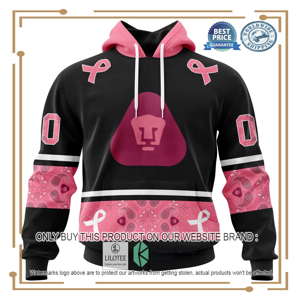 Personalized Liga Mx Pumas Unam Style With Paisley In October We Wear Pink Breast Cancer Hoodie, Shirt 19