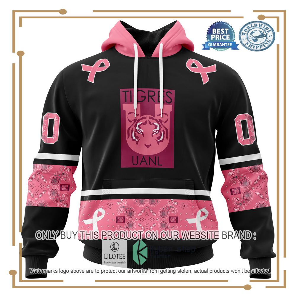 Personalized Liga Mx Tigres Uanl Style With Paisley In October We Wear Pink Breast Cancer Hoodie, Shirt 19