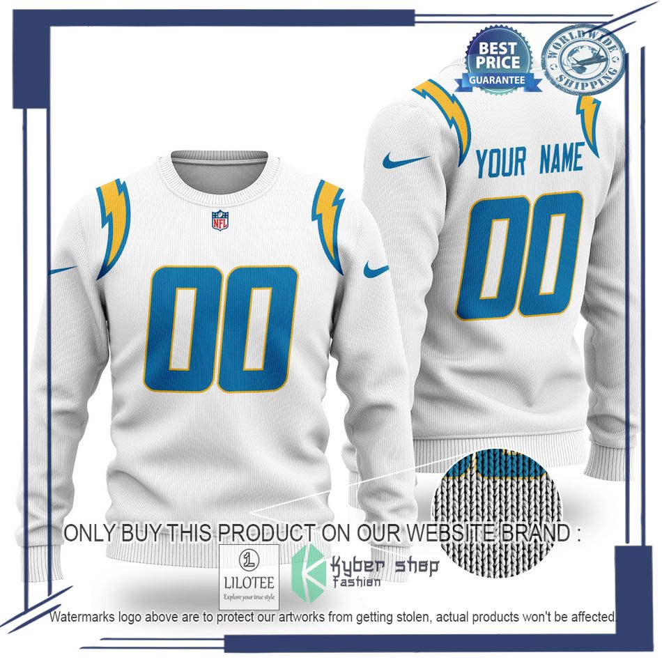 personalized los angeles chargers nfl white wool sweater 1 16747
