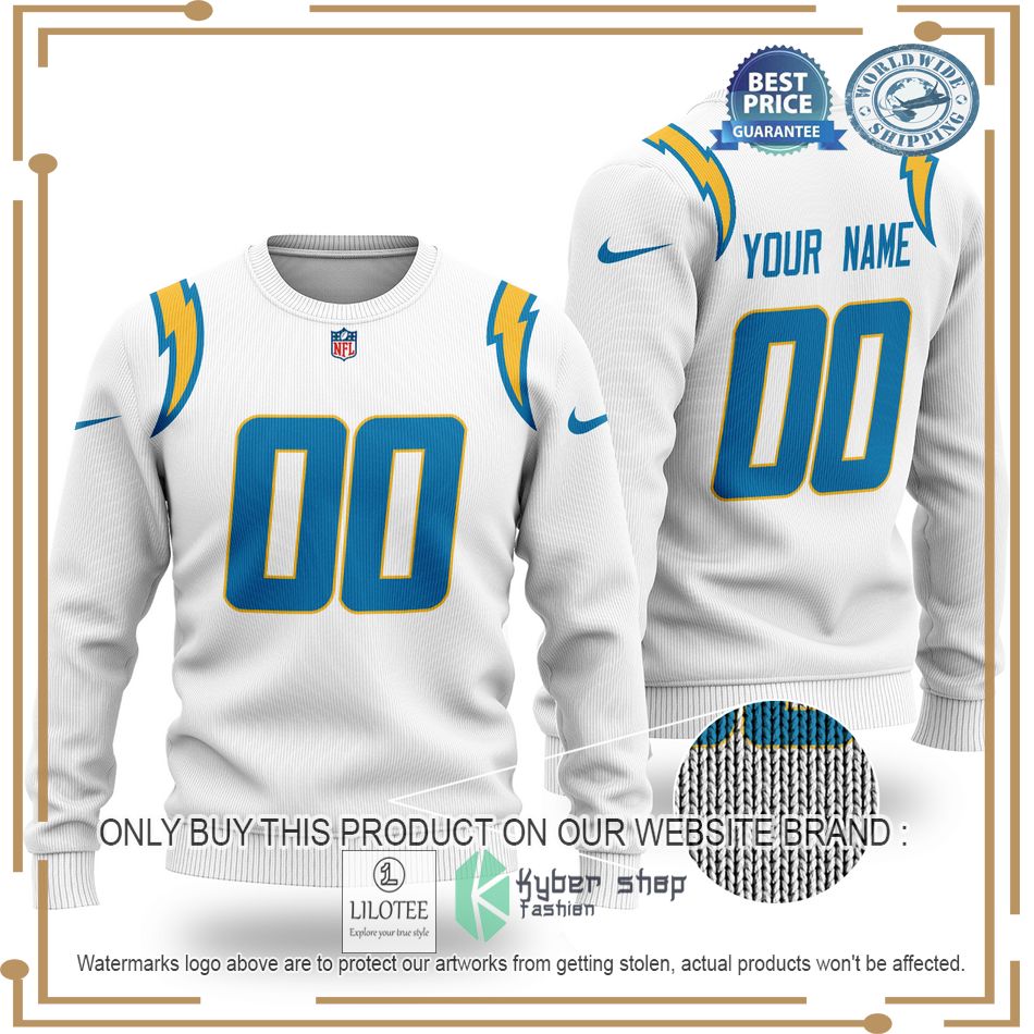 personalized los angeles chargers nfl white wool sweater 1 76978