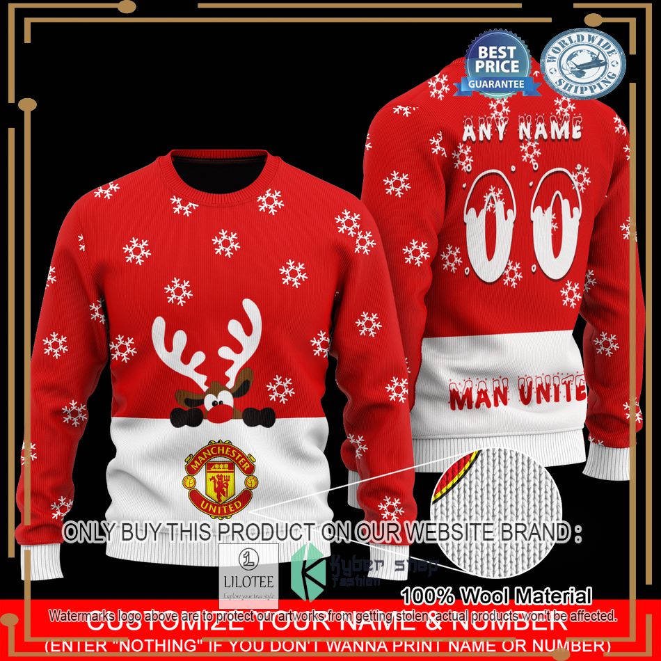 personalized manchester united reindeer christmas sweater 1 13610