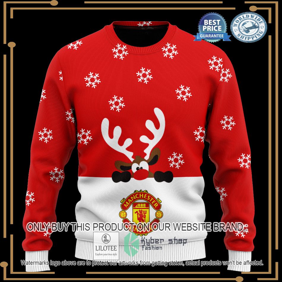 personalized manchester united reindeer christmas sweater 2 88002