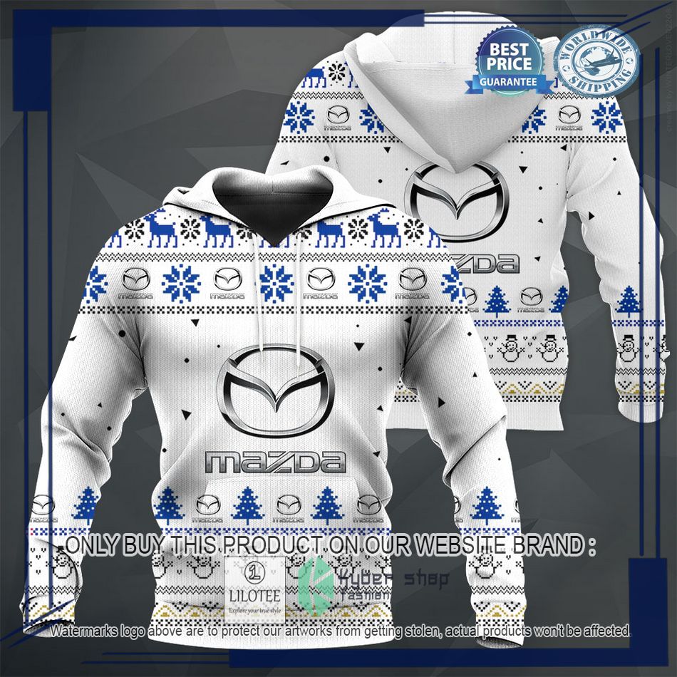 personalized mazda white christmas sweater hoodie sweater 1 45852