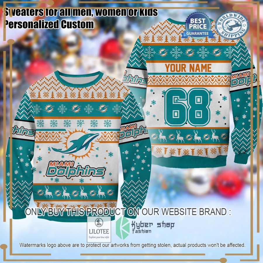 personalized miami dolphins christmas sweater 1 11963
