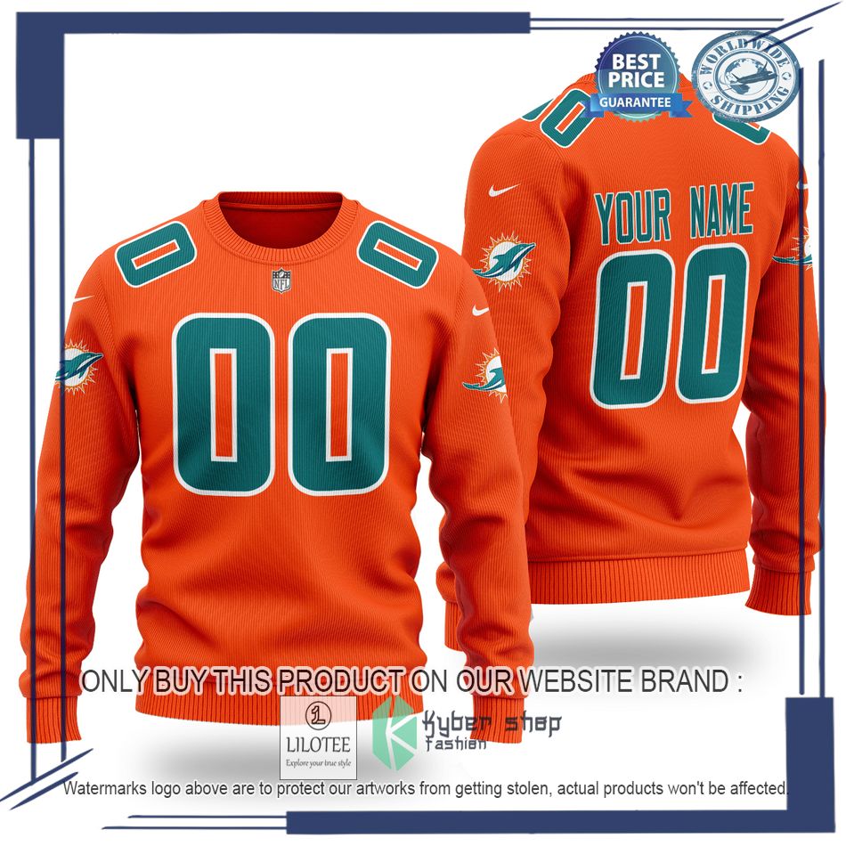 personalized miami dolphins nfl orange wool sweater 1 58304
