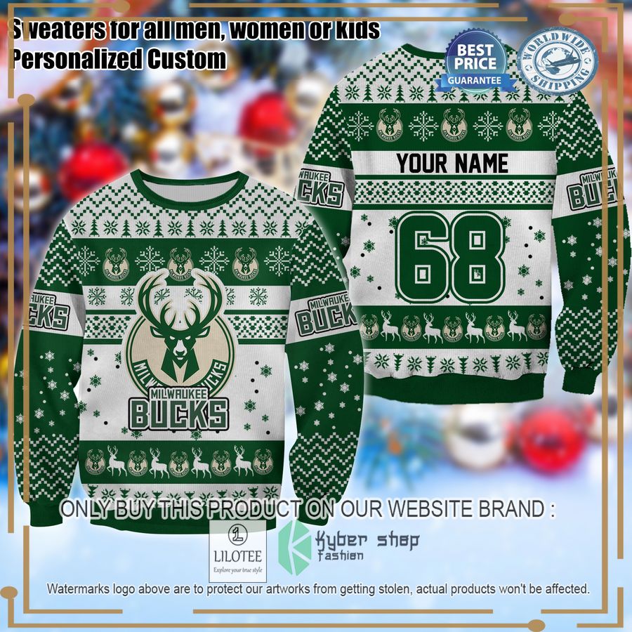personalized milwaukee bucks christmas sweater 1 3409