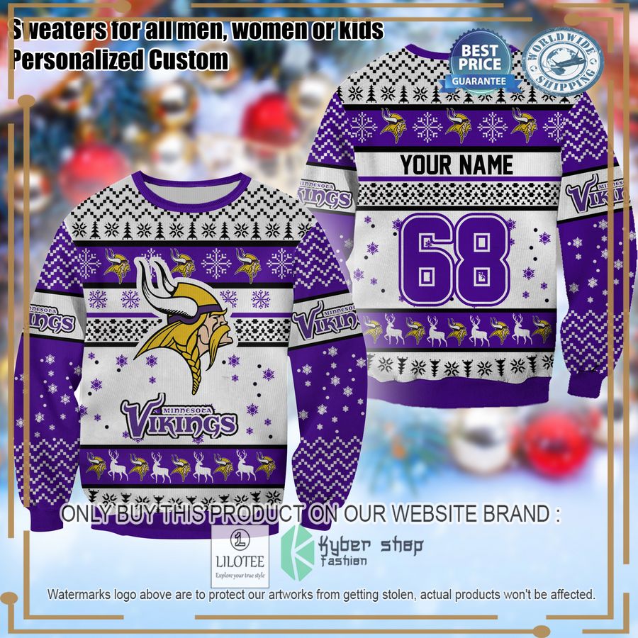 personalized minnesota vikings christmas sweater 1 40217