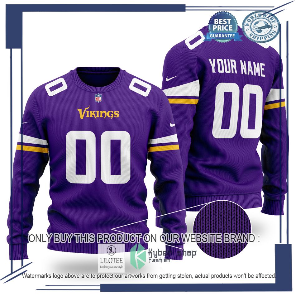 personalized minnesota vikings nfl purple wool sweater 1 10109